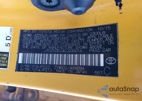 2016 Toyota Prius V z USA, uszkodzony, nr VIN JTDZN3EU4GJ045016